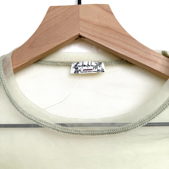 NWOT Free People Sheer Last Layer Long-Sleeve Top in Light Sage Green - Picture 3 of 5